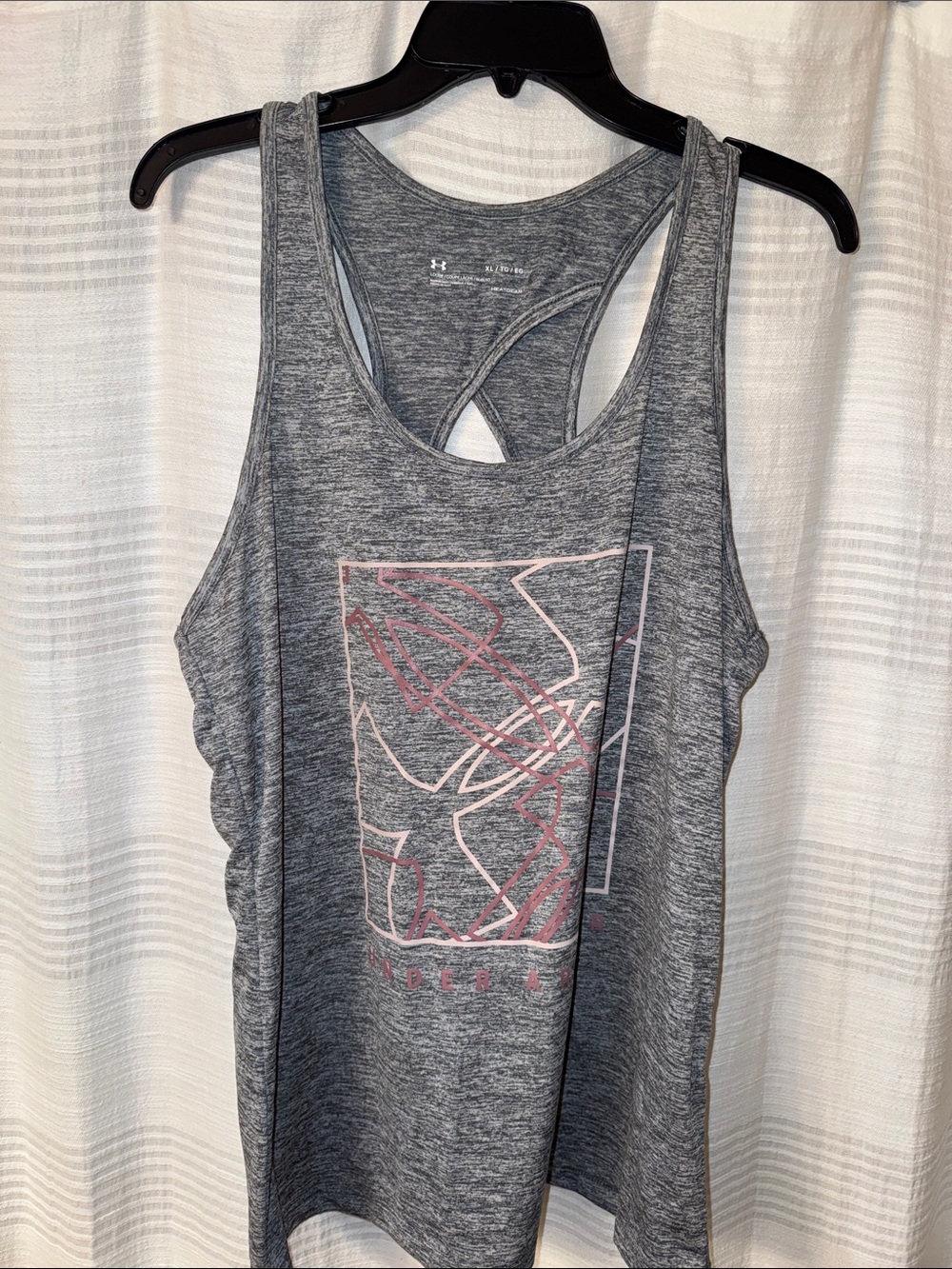 Under Armour Gray Heather Racerback Tank with Pink Graphic Accent